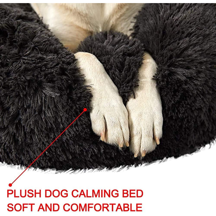 Лежанка для собак великих та середніх порід, чорна, 80 см, знімний чохол, неслизький низ