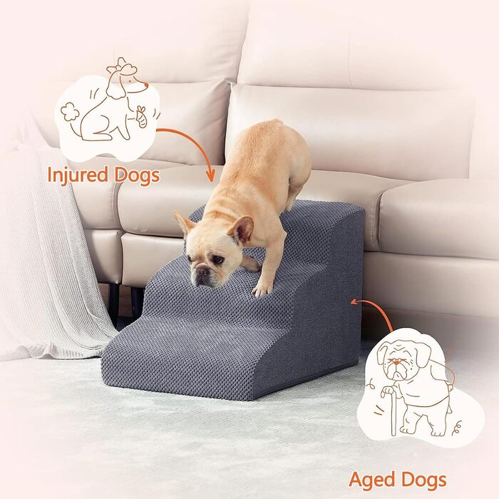 Сходинка для собак Galatée: зручна та стабільна, 5 сходинок, знімний, пральний чохол, протиковзка, для диванів, ліжок та авто