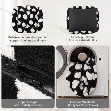 Ортопедичне ліжко для собак JOEJOY XL, прямокутне, чорне, знімний чохол на блискавці, антиковзаюча підкладка, для цуценят та великих собак (107x91x23 см)