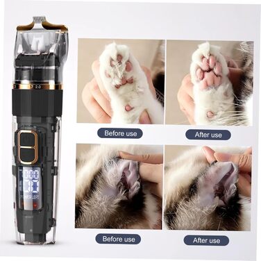HEMOTON Набір для стрижки тварин: бездротова машинка для собак та котів з LCD-дисплеєм, тиха, миється, акумуляторна