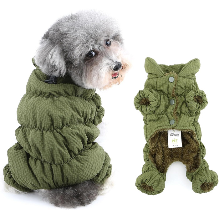 Зимовий теплий комбінезон для собак, водонепроникний, з флісовою підкладкою, для маленьких порід (Йоркширський тер'єр, Чихуахуа), XL, зелений