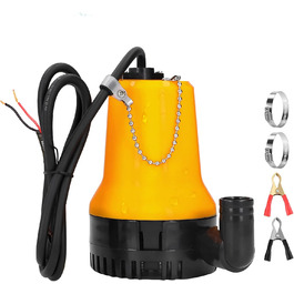 EXLECO Занурювальний насос DC 12V 50W, 4200 л/год, для брудної та чистої води, портативний, з кабелем 2,3 м, хомутом і крокодилами, для басейну, ставка, свердловини
