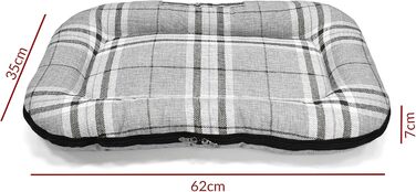 Ортопедичний лежак для собак Преміум Hugo Check з Memory Foam. Підходить для собак маленьких, середніх та великих порід. Знімний та пральний чохол, сірий в клітинку, розмір S (62x35x7 см)