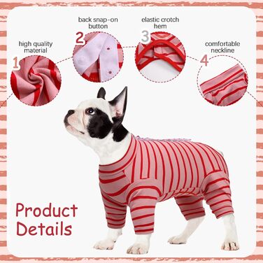 Піжама для собак після операції Kuoser, для собак малих та середніх порід (XL, червоний)