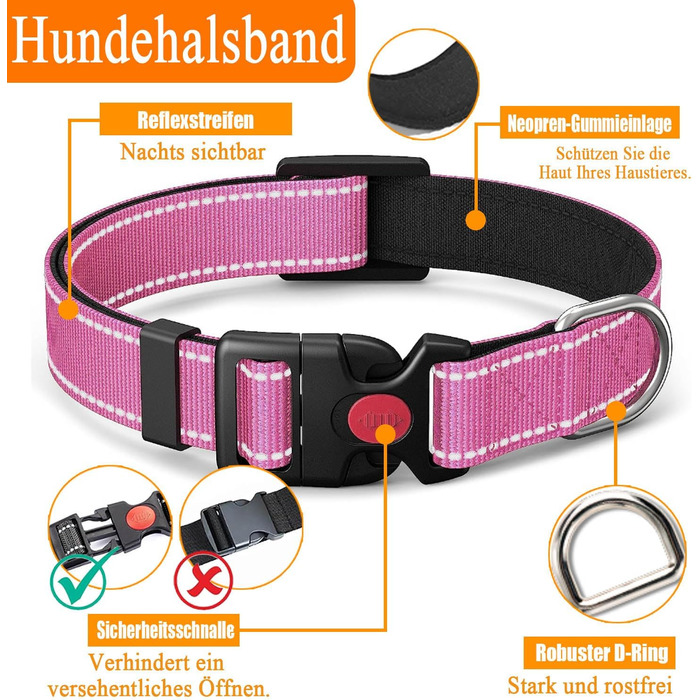 Набір шлейка для собак LOBEVE з повідком та нашийником | З авторемнем, складними мисками та диспенсером для відходів | Для собак маленьких та великих порід | Ідеально для прогулянок, тренувань та подорожей, рожевий