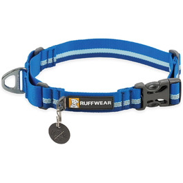 Нашийник для собак RUFFWEAR Web Reaction, регульований мартингал з алюмінієвим V-подібним кільцем, бічною застібкою, зручний тканинний, світловідбиваючий ремінь, колір Blue Pool, розмір 43-51 см