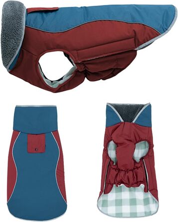 Водонепроникний зимовий одяг для собак - тепла куртка з флісовою підкладкою та захистом живота. Підходить для малих, середніх та великих собак (червоний, M)