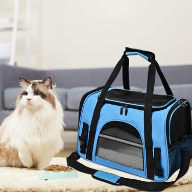 Сумка-переноска для собак – сумочка на плече, розкладна, прозора туристична сумка | Легка переноска для цуценят та маленьких собак, зручний рюкзак для подорожей, Trans (блакитна)