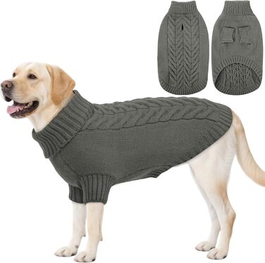 Пуловер для собак ASENKU, теплий зимовий пуловер для маленьких собак, з коміром-горловиною, зручний, для Французького бульдога, Шнауцера, Бічона Фрізе, Бостон-тер'єра (2XL, сірий)