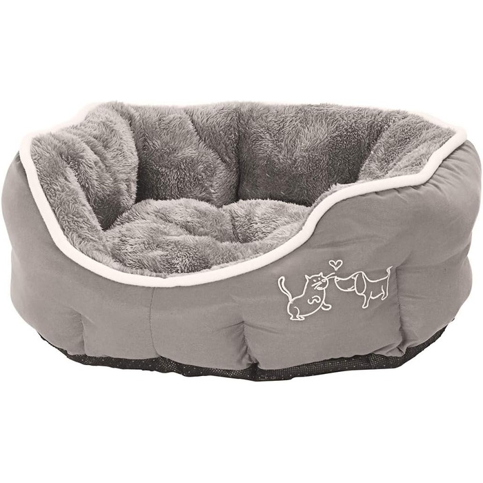 Ліжко для собак і котів Dehner Lieblinge Sammy, овальне, 45x40x14 см, поліестер, сіре