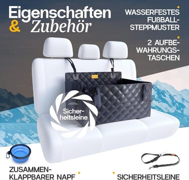 Автокрісло для собак PETPROVED - водонепроникний кошик для середніх собак, 21 кг, 75x58x36 см
