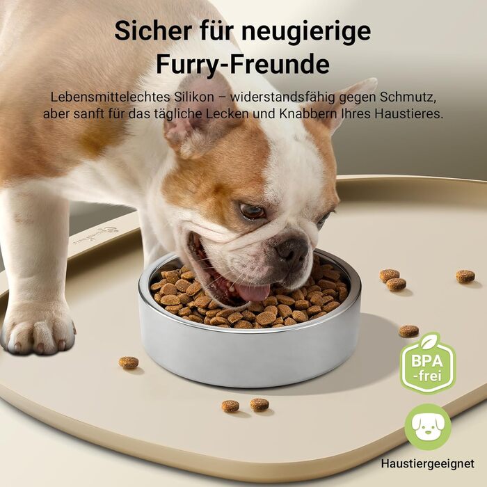 Підкладка під миску для котів DownyPaws, силіконова, 45 x 32 см, бежева - протиковзна, легко миється, BPA-free