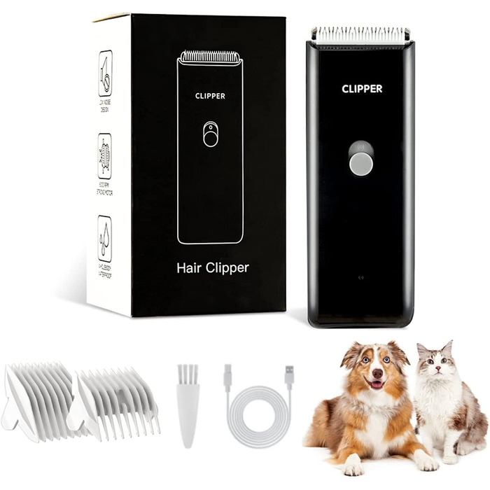 Професійний набір для грумінгу тварин: шерхорізка для собак та котів, безшумна, акумуляторна, чорна