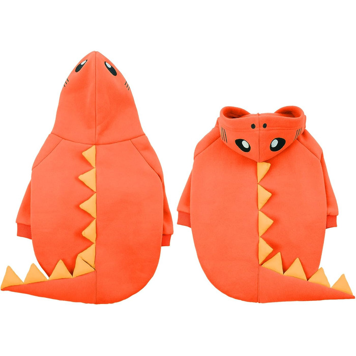 Костюм для собак Лелепет, карнавальний костюм на Хелловін, для великих собак, динозавр, теплий флісовий худі, зимовий халат для собак, зелений (X-Small, помаранчевий з візерунком 