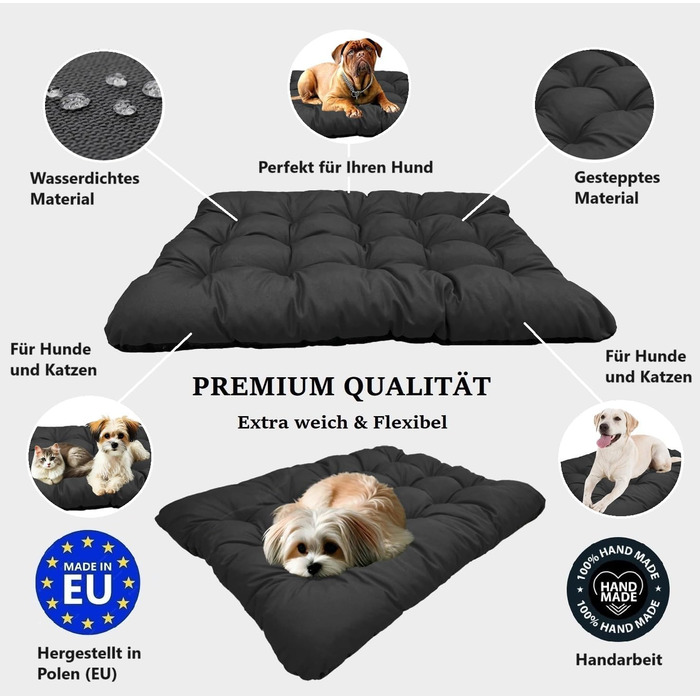 Килимок для собак KING DOG L 100 x 70 см, чорний, водонепроникний, для великих і середніх собак