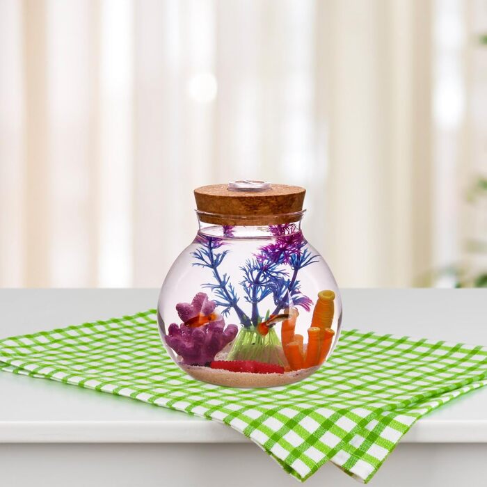 Скляна ваза-акваріум Balacoo для міні-ландшафту, тераріуму, рибок, з підсвічуванням, 14x13x13 см, біла