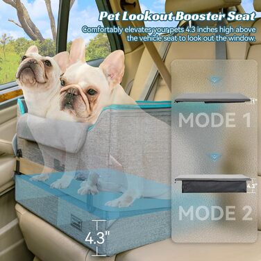 Автомобільний лежак для собак Petsfit - сірий, для 2 маленьких собак, з ременями безпеки