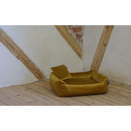 Ліжко для собак і котів Lycce Kuschelsofa велюрове, м'яке, гірчичне, розмір 1