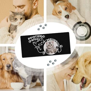 Підкладка під годівницю для котів з фотографією, персоналізований подарунок для власників котів, миється, нековзна (90 x 40 см)