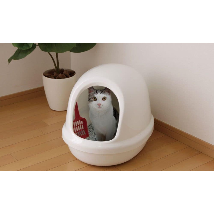 Котлочистка Iris Ohyama PNE-500H біла: велика овальна лоток для котів без кришки, високий знімний борт, BPA-free