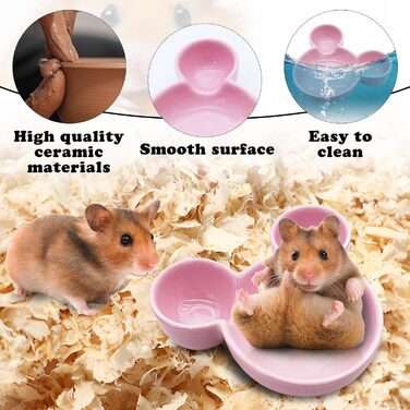 Миска для їжі та води для хом'яків LuckyOpt, мила форма мишки, кераміка, легко миється, підходить для морських свинок, їжаків, білок, гризунів, цукрових посвистів (фіолетовий, зелений)
