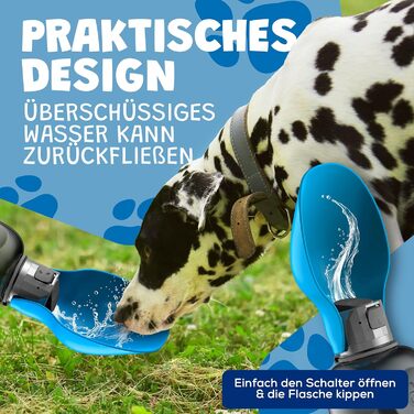 Набір для собак 2 шт: велика складана пляшка для води 800 мл та щітка для зубів | Пляшка для собак преміум-якість, блакитна, 800 мл