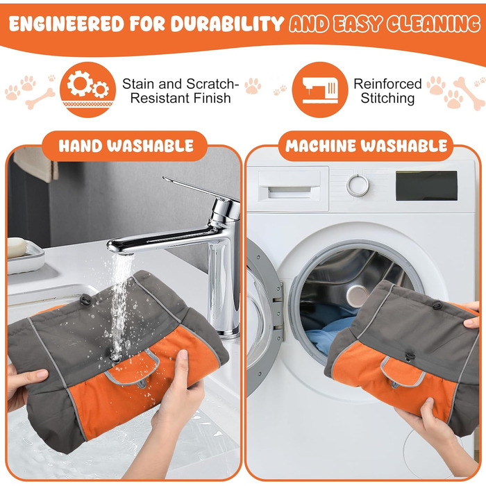 Водонепроникна куртка для собак, світловідбиваюча, вітрозахисна, тепла зимова куртка з м'яким флісовим підкладкою для собак маленьких та великих порід, для активного відпочинку, кемпінгу та походів у холодну погоду, розмір M (спина: 50 см), помаранчевий к