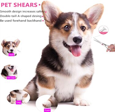 Набір професійних ножиць для собак 6.7 дюймів, рожевий. Ножиці для грумінгу, моделювання та стрижки шерсті собак та котів