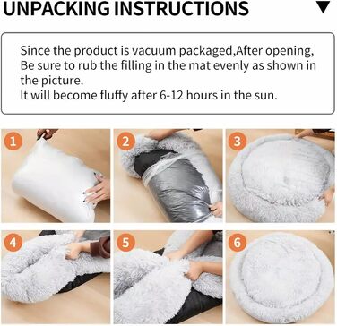 Крісло-лежанка для собак та котів Donut, плюшеве, зручне, 100x100x20 см, світло-сіре