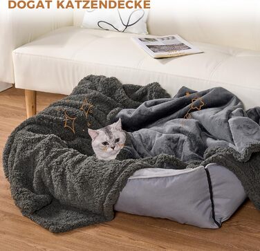 Водонепроникний килимок для собак, миючий, 120 x 100 см, двосторонній, для собак та котів середніх та великих порід, захист дивану та ліжка, м'який фліс Sherpa та фланель, сірий L (120 x 100 см)