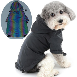 Водонепроникна куртка для собак Zunea з капюшоном, тепла флісова підкладка, для маленьких собак, з відбиваючими елементами, XL