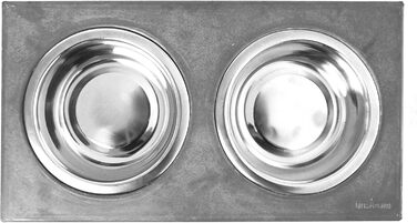 FEEDO - годівниця для собак з бетону | Подвійний миска | Аксесуари для собак (S, світло-сірий)