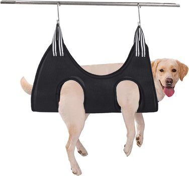 Гамак для собак з S-гачками. Гамак для собак та котів, грумінг, догляд за шерстю, купання (Чорний, до 35 кг)