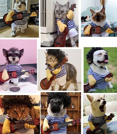 Костюм для собаки Ranvi: Гітарист, костюм для кота, карнавальний костюм для домашніх тварин, Хелловін, Новий рік, вечірка, Cosplay (L), синій, білий