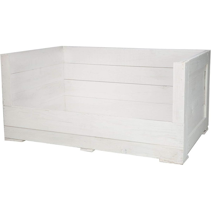 Собаче ліжко Kistenkolli Altes Land Balu з дерева з подушкою 90x57x45 см, корзина для собак, лежанка, вінтаж, для дому та вулиці, білий колір