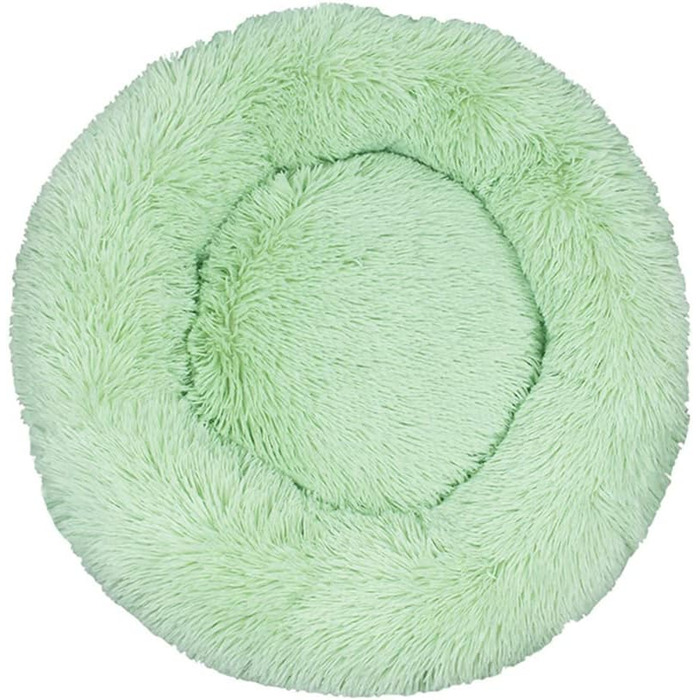 М'яке кругле ліжко для собак та котів Lukery з плюшу, зручне та затишне, діаметр 90 см, колір: зелений