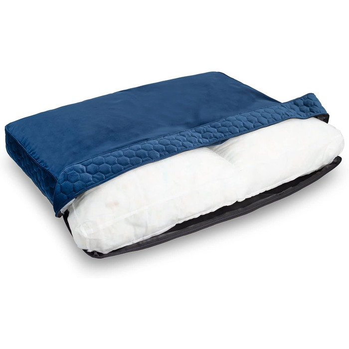 Крісло-ліжко для собак XL | М'яке ліжко з Memory Foam | Підстилка для великих собак | Практичне та зручне ліжко для собак | Імітація замші | Розмір XXL: 100 x 120 см, Колір: Темно-синій (Вельвет)