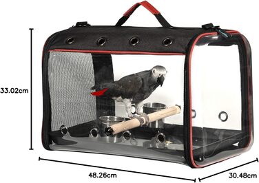 Легка переноска для птахів, великий дорожній клітка 19x12x13 см, чорна