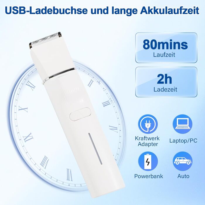 Набір для стрижки котів Dufuso Leise: 4 в 1, LED-підсвітка, професійний триммер для собак та котів, для догляду за лапами, очима, вухами, обличчям та тілом (білий)