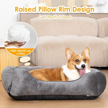 Крісло-ліжко для собак великих порід, м'яке, тепле, сіре, 76x61x23 см, з антиковзною основою