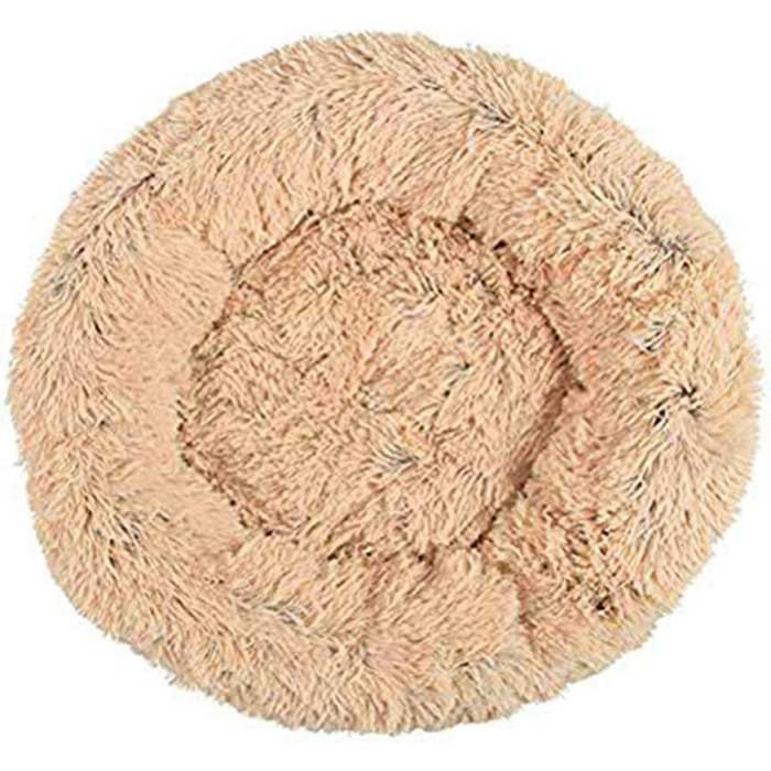 Кругле ліжко для собак Loir, 120 см, хакі, м'яке плюшеве, для глибокого сну