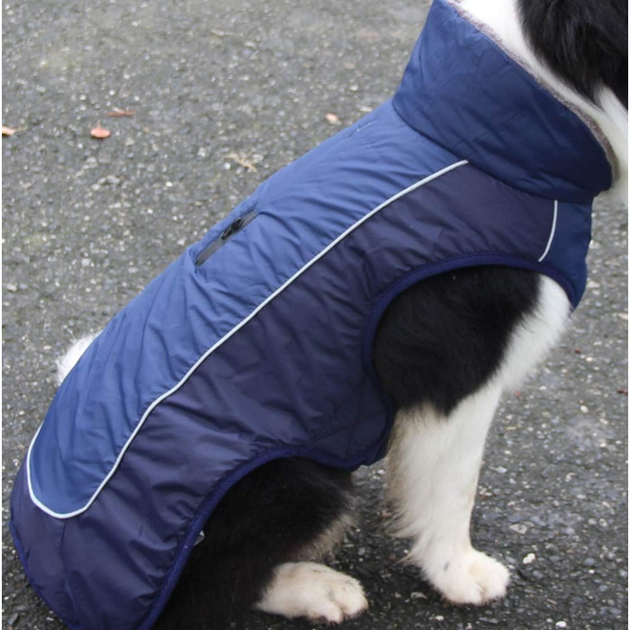 Флісова нашийникова стрічка JoyDaog для собак середніх порід, водонепроникна куртка з бавовни для холодних зим (M, Синій)