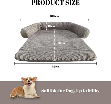 Килимок для собак Johnear: м'яке ліжко-подушка для захисту дивану, великий, середній, маленький, 110x105x15 см, бежевий
