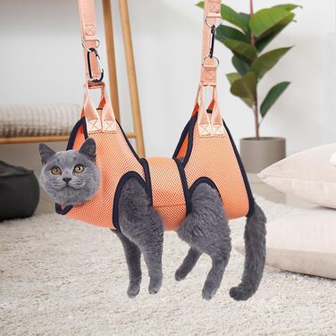 Гамак для собак та котів Nybhyjka для підстригання кігтів, зручна шлейка для грумінгу, помаранчевий, великий розмір