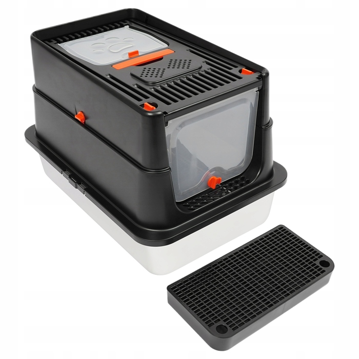 Відкритий лоток-куветра для котів із нержавіючої сталі, чорний