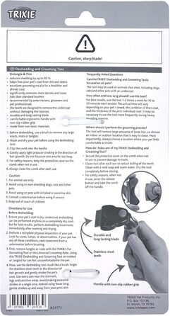 Тріксі Щітка для вичісування шерсті з ви змінним гребінцем - нержавіюча сталь, прогумований пластиковий ручка - чорний/синій - 8 x 14 см - 24173