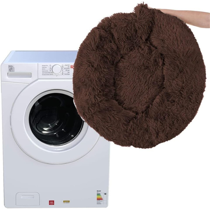 Кругле ліжко для собак Springos з антиковзною основою, 90 см, коричневе