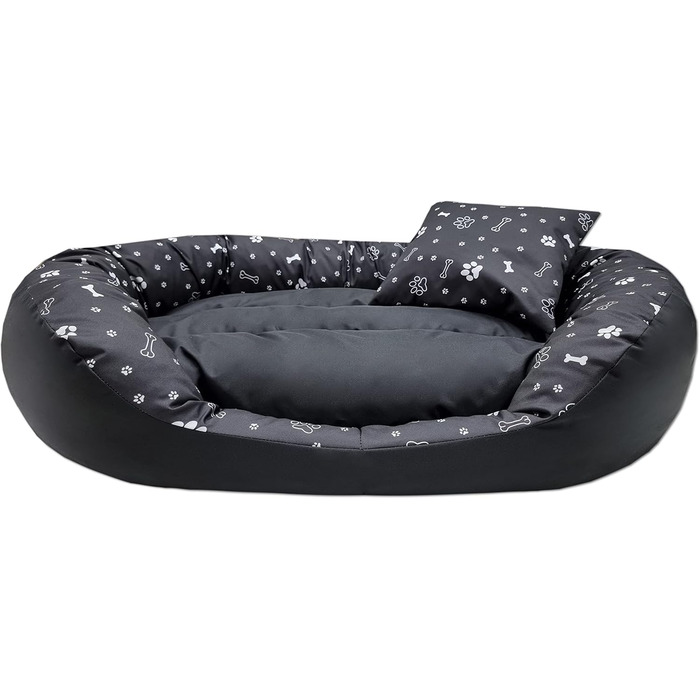 Ортопедичне ліжко для собак Luxus з м'яким бортиком, формастійке, стійке до подряпин, легке у догляді (чорний)