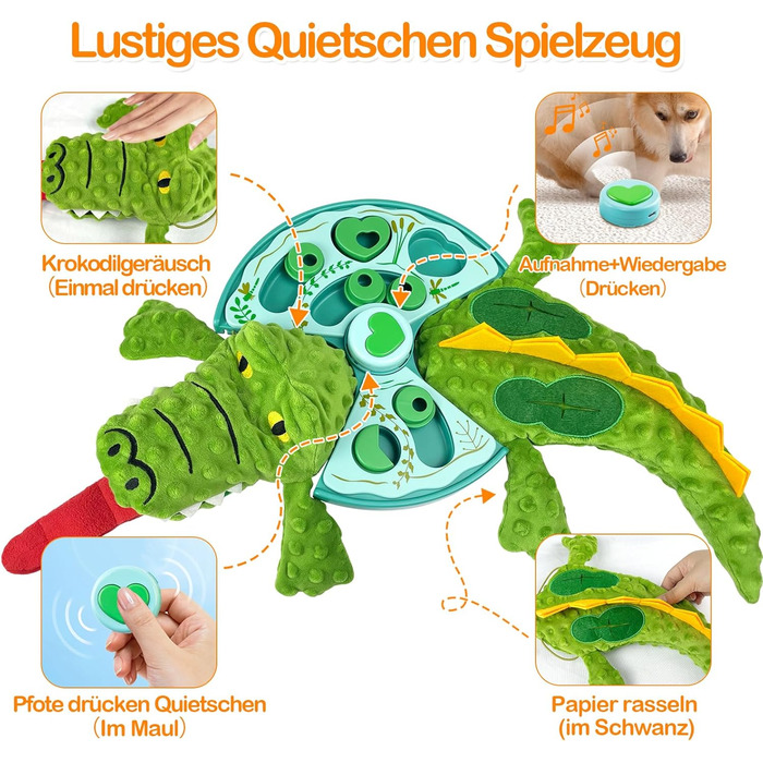 Інтерактивна іграшка для котів Migipaws: килимок-нюхалка, іграшка-крокодил з функцією запису та відтворення, розвиваюча іграшка для кошенят та цуценят