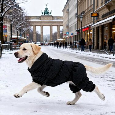 Зимовий теплий одяг для собак - тепла куртка для собак, чорного кольору, з D-Ring, XL